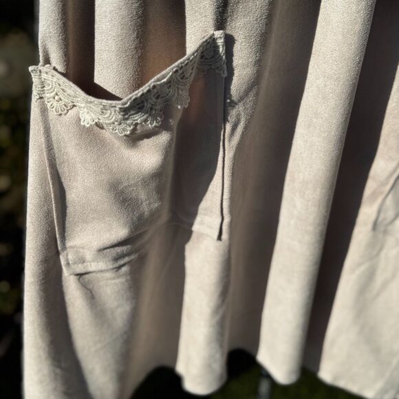 Origami boho lace sleeve pull over dress Nylon/spandex  Xl beige Cotagecore - Picture 13 of 13